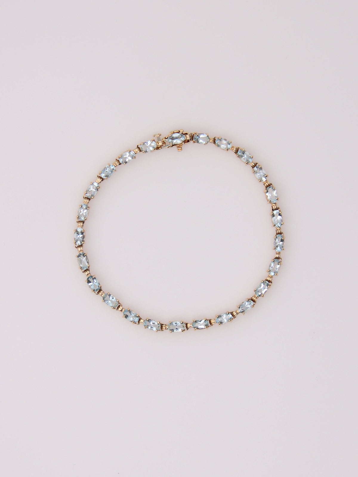 14K Yellow Gold Aquamarine Tennis Bracelet
