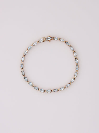 14K Yellow Gold Aquamarine Tennis Bracelet