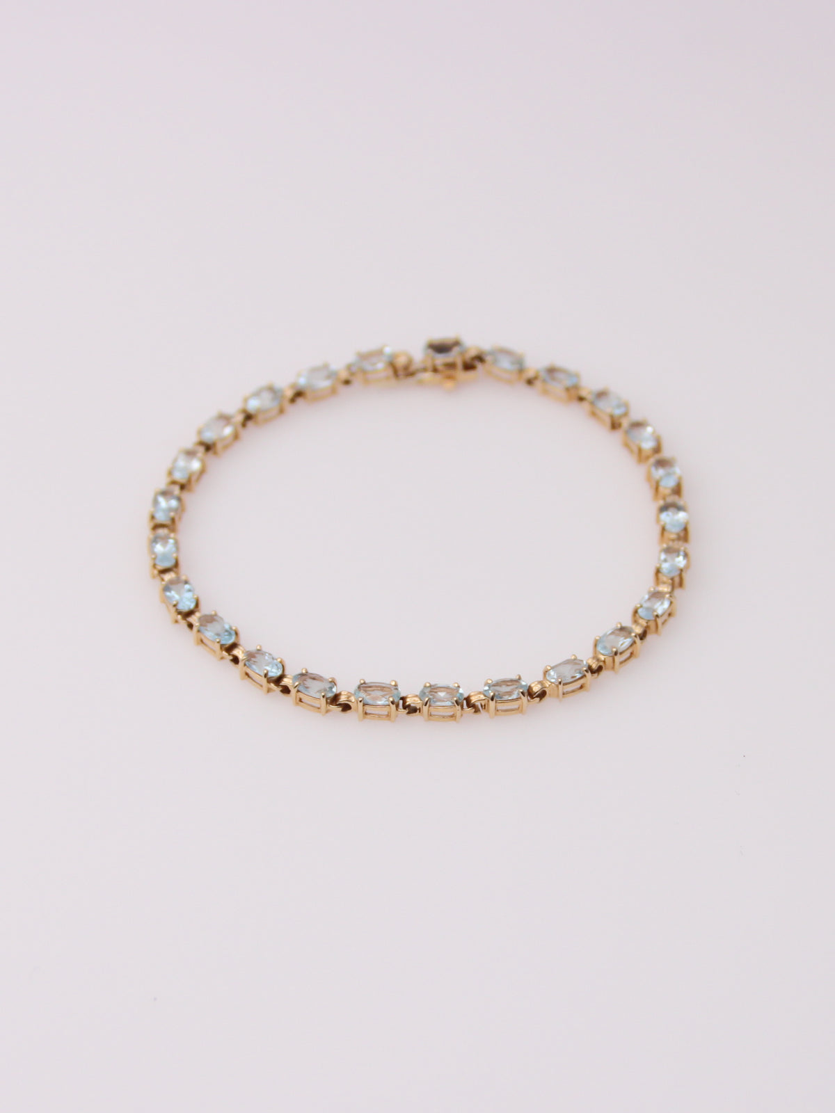 14K Yellow Gold Aquamarine Tennis Bracelet