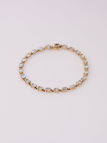 14K Yellow Gold Aquamarine Tennis Bracelet