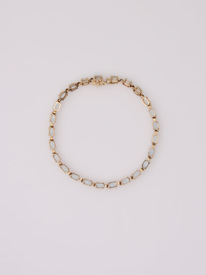 14K Yellow Gold Aquamarine Tennis Bracelet