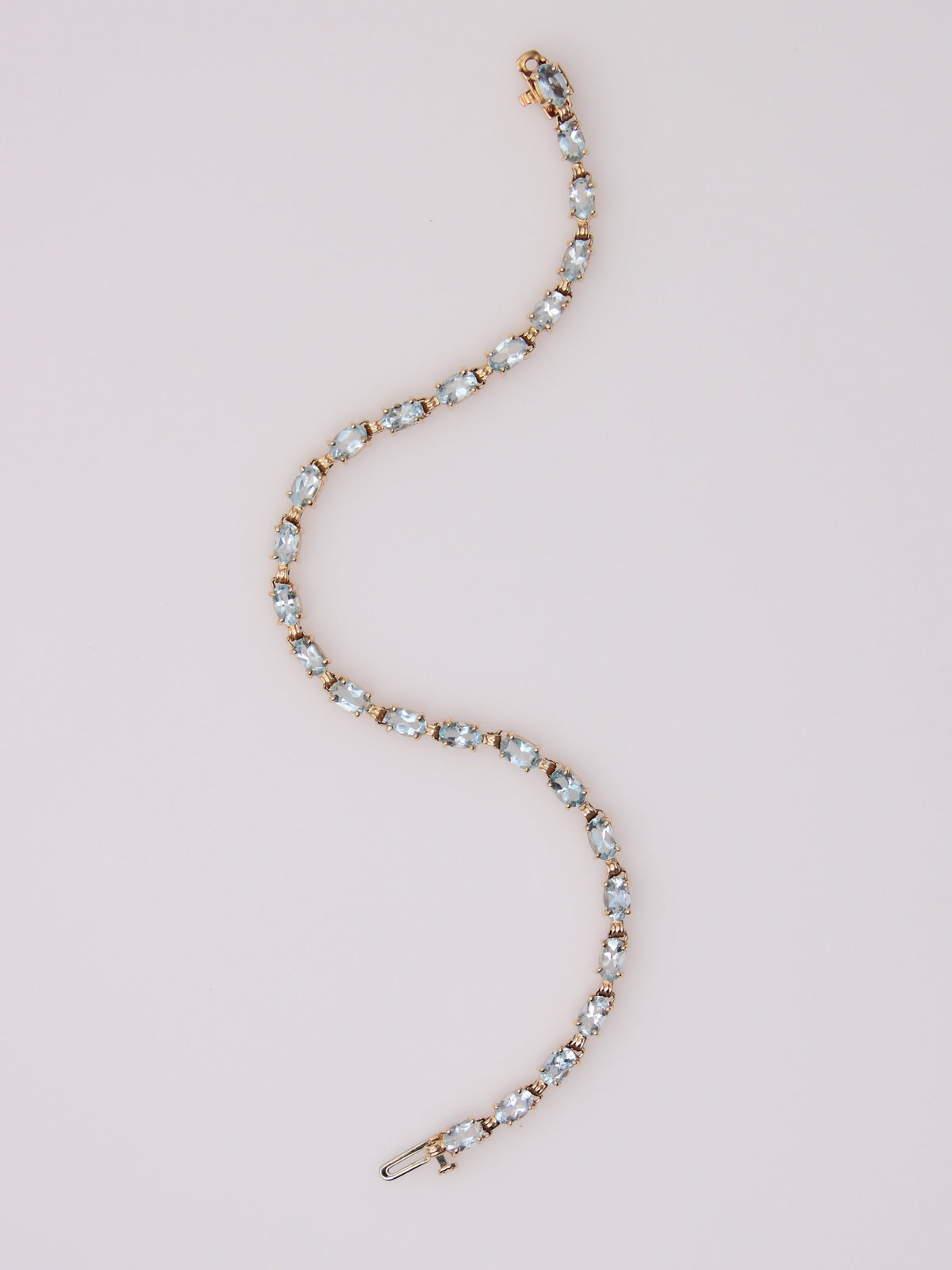 14K Yellow Gold Aquamarine Tennis Bracelet