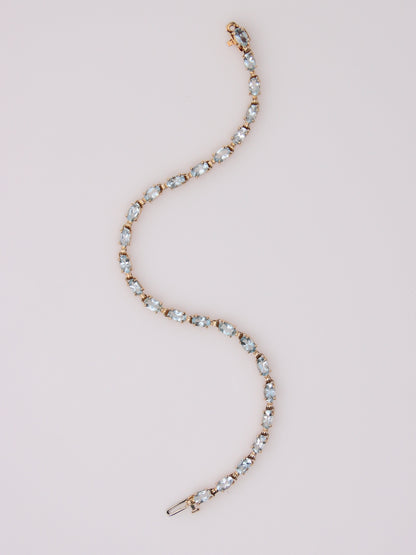 14K Yellow Gold Aquamarine Tennis Bracelet