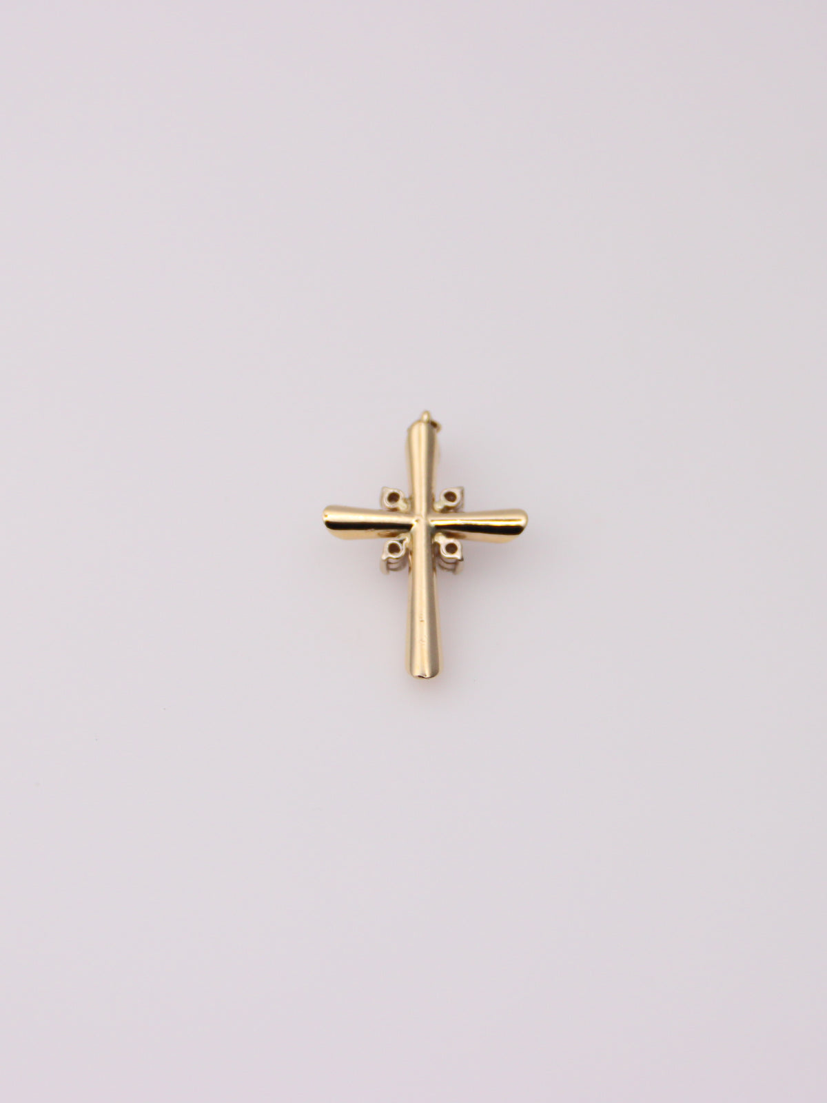 14K Yellow Gold Ruby and Diamond Cross Pendant