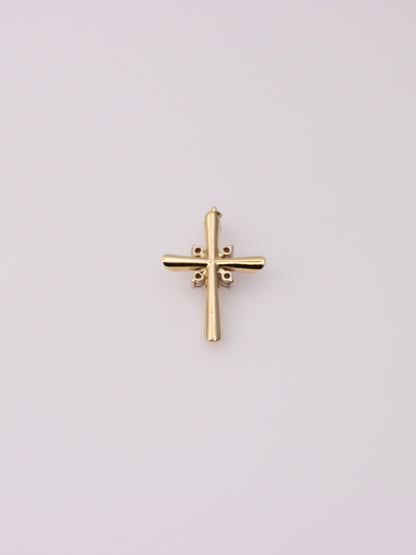 14K Yellow Gold Ruby and Diamond Cross Pendant