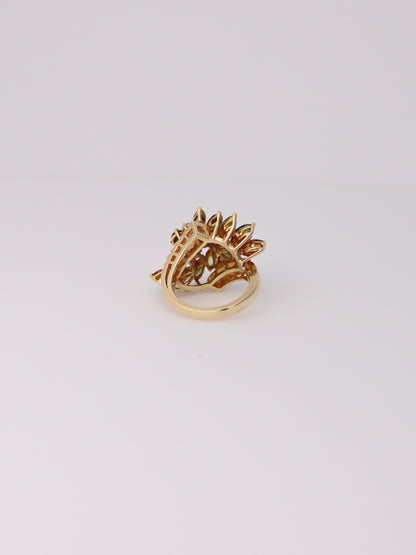 18K Yellow Gold Multi-Gemstone and Diamond Cluster Ring