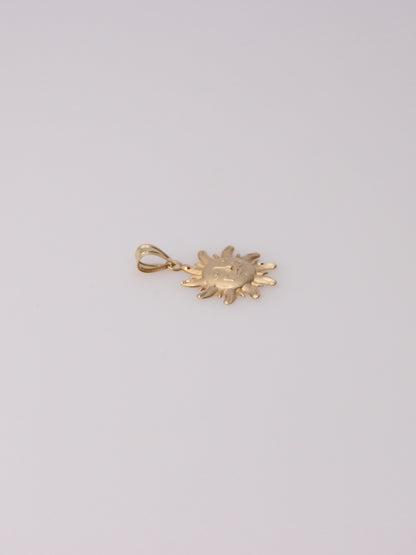 14K Yellow Gold Sun Face Pendant