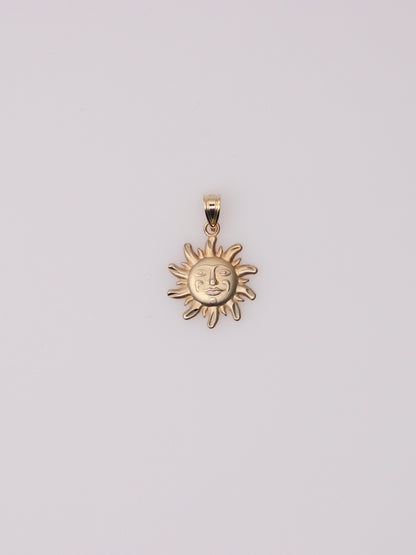 14K Yellow Gold Sun Face Pendant