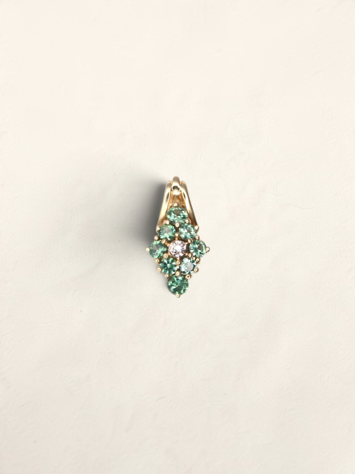 14K Yellow Gold Topaz and Diamond Pendant
