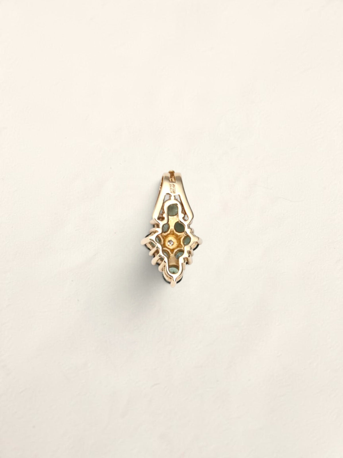 14K Yellow Gold Topaz and Diamond Pendant