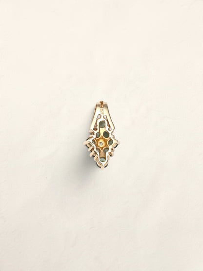 14K Yellow Gold Topaz and Diamond Pendant