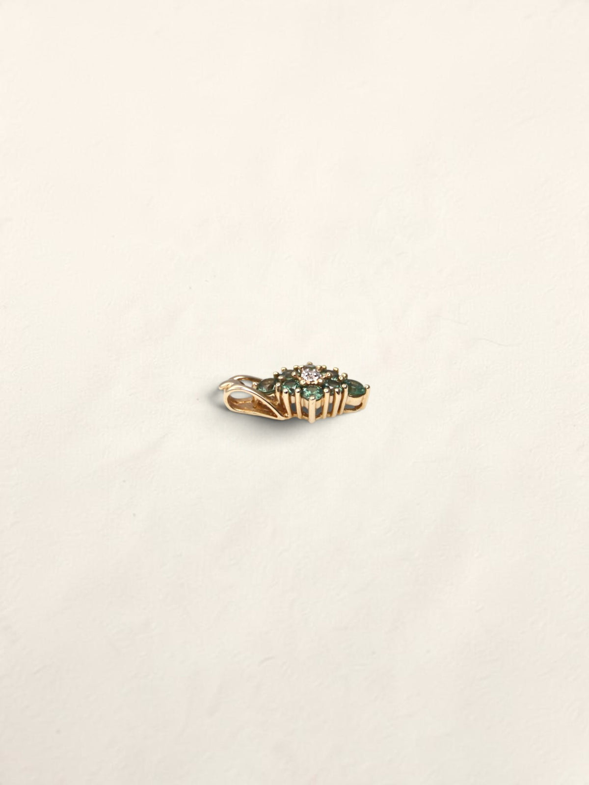 14K Yellow Gold Topaz and Diamond Pendant