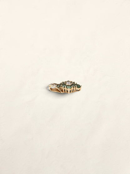 14K Yellow Gold Topaz and Diamond Pendant