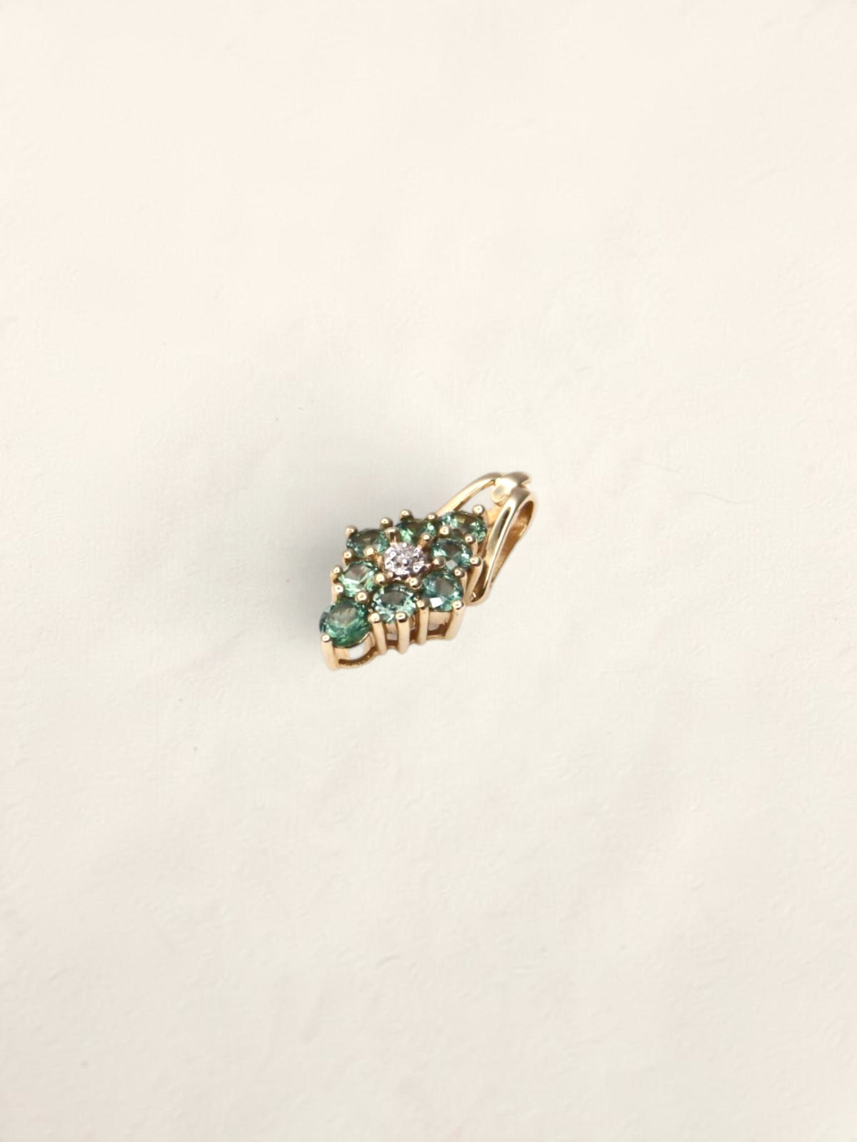 14K Yellow Gold Topaz and Diamond Pendant