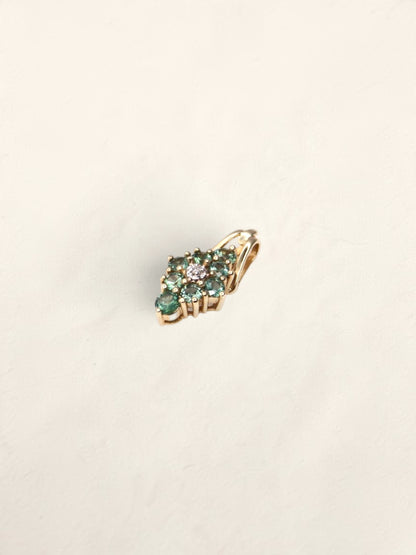 14K Yellow Gold Topaz and Diamond Pendant