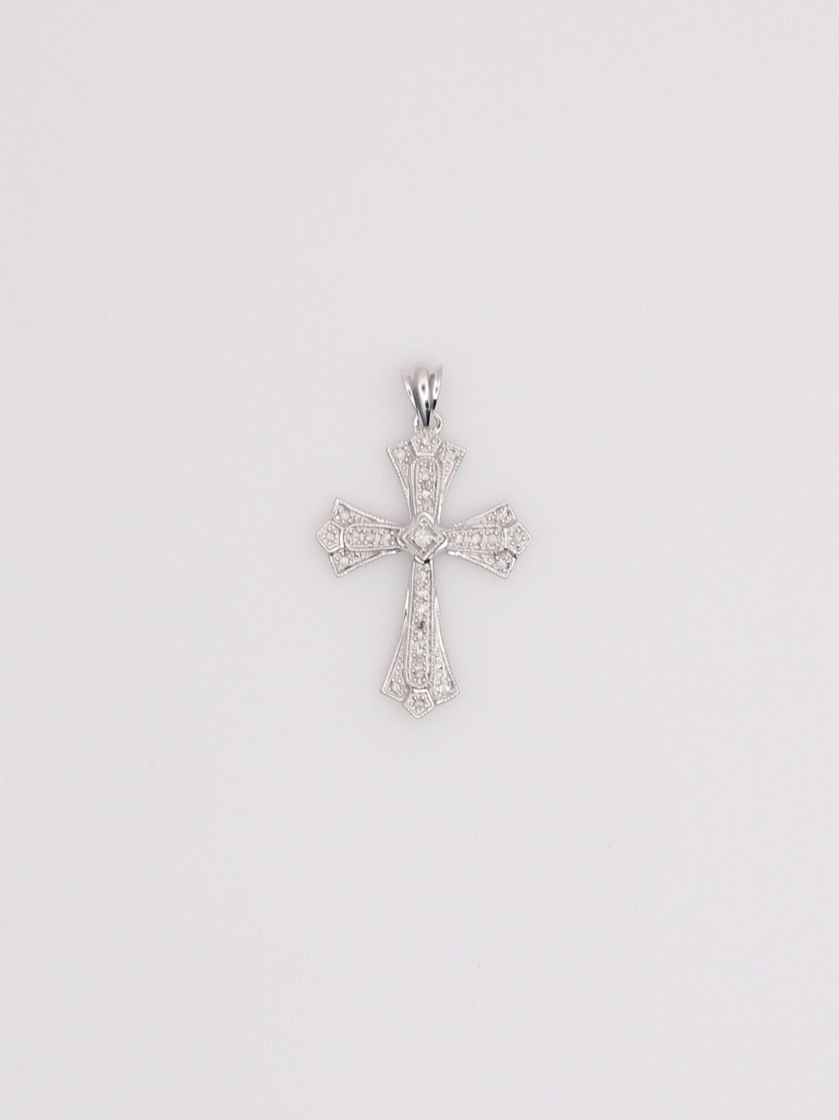 10K White Gold Diamond Cross Pendant