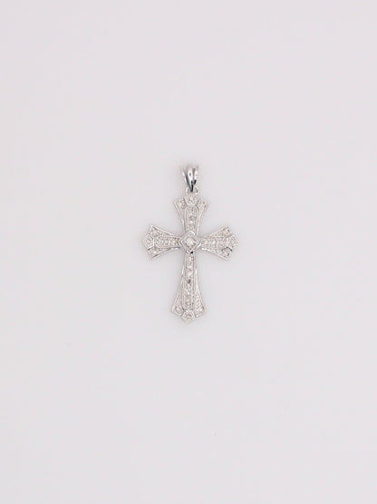 10K White Gold Diamond Cross Pendant