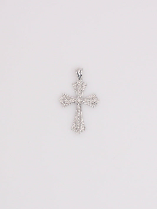 10K White Gold Diamond Cross Pendant