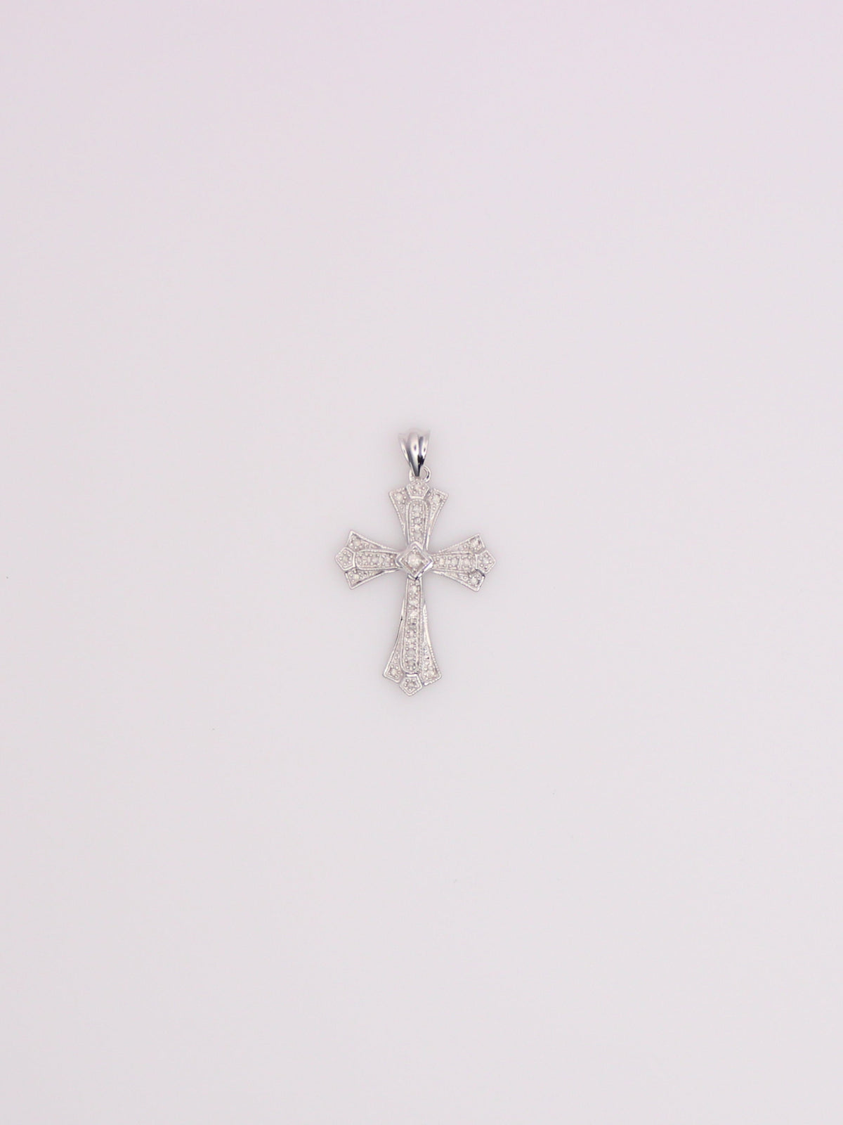10K White Gold Diamond Cross Pendant