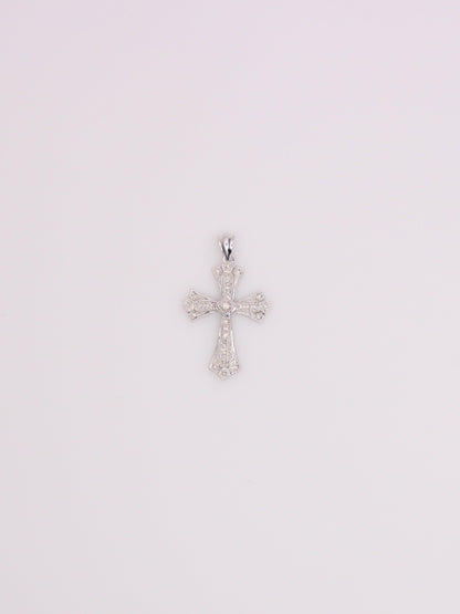 10K White Gold Diamond Cross Pendant