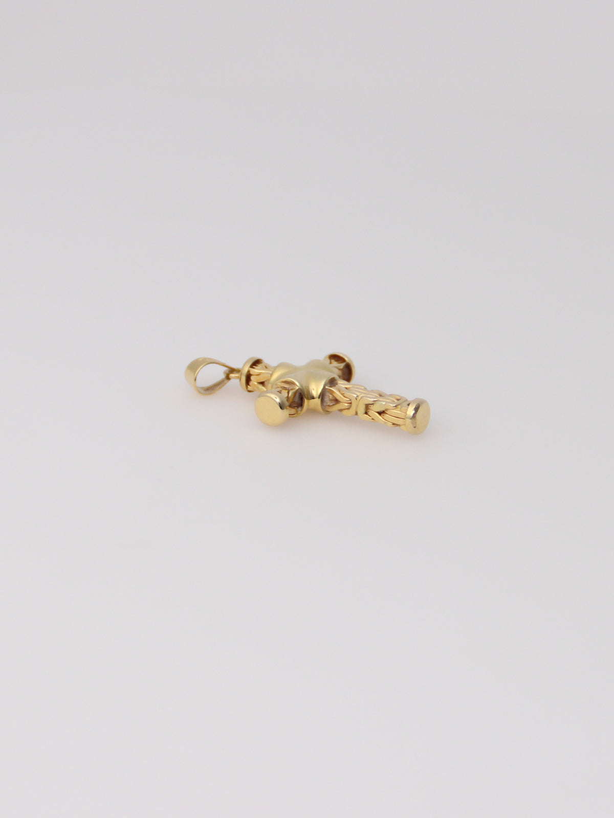 18K Yellow Gold Woven Style Cross Pendant