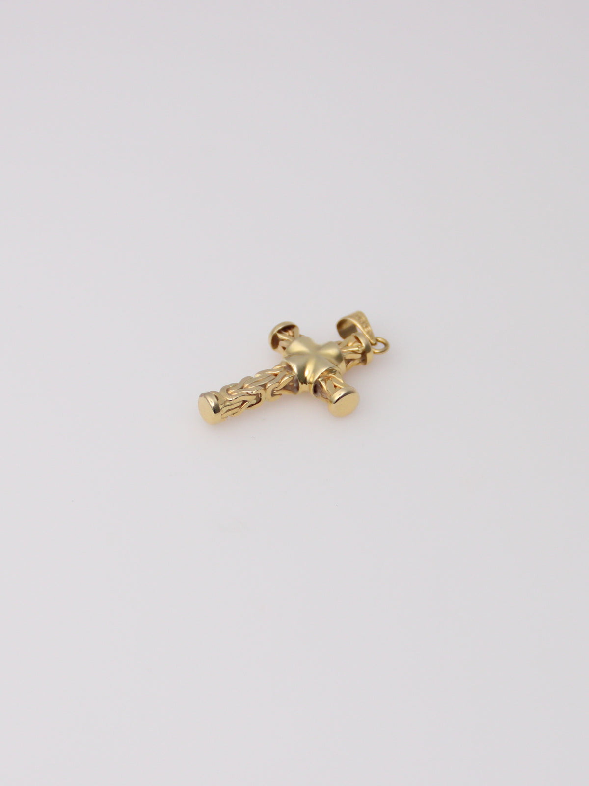 18K Yellow Gold Woven Style Cross Pendant