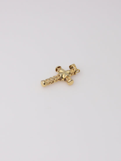 18K Yellow Gold Woven Style Cross Pendant