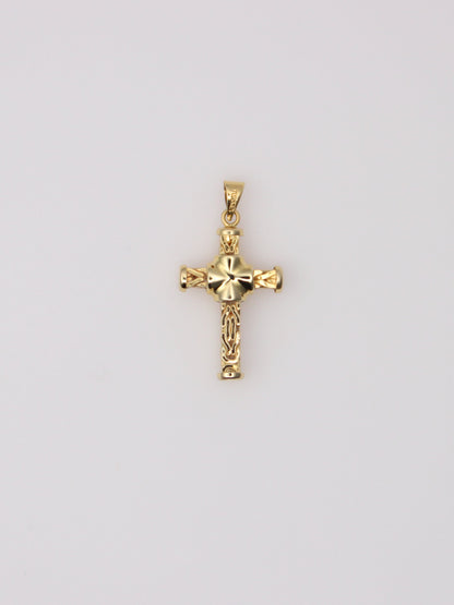 18K Yellow Gold Woven Style Cross Pendant