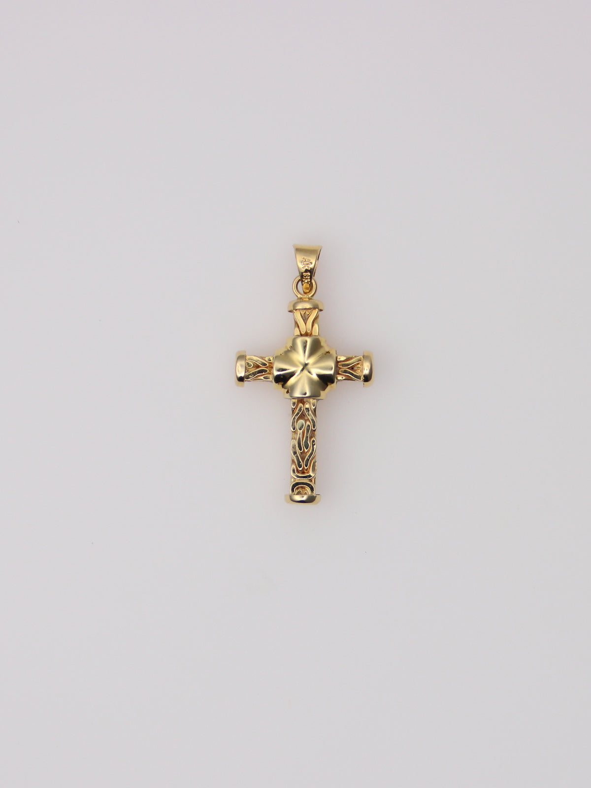 18K Yellow Gold Woven Style Cross Pendant