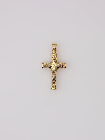 18K Yellow Gold Woven Style Cross Pendant