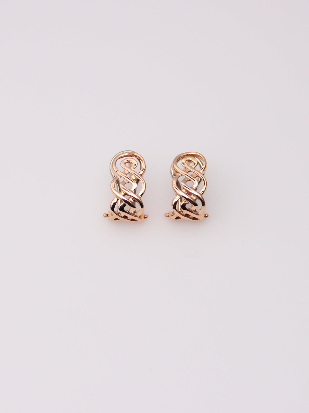 14K Rose and White Gold Earrings