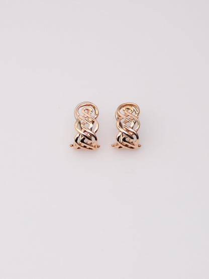 14K Rose and White Gold Earrings
