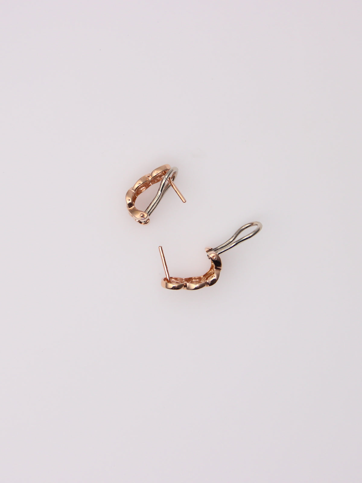 14K Rose and White Gold Earrings