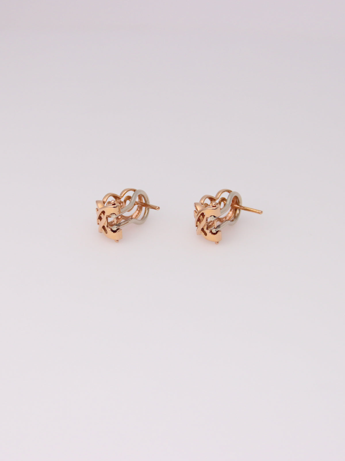 14K Rose and White Gold Earrings