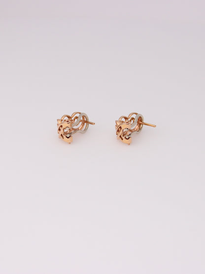 14K Rose and White Gold Earrings