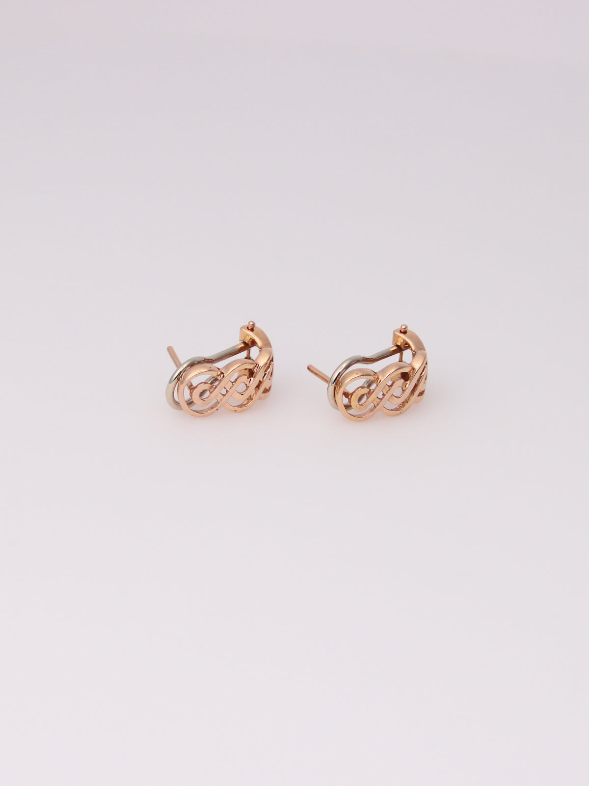 14K Rose and White Gold Earrings
