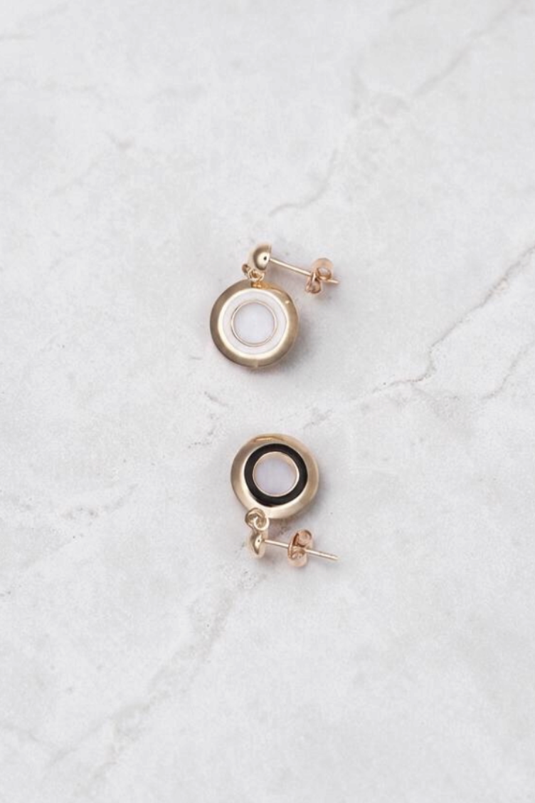 Black and White Circle Earrings