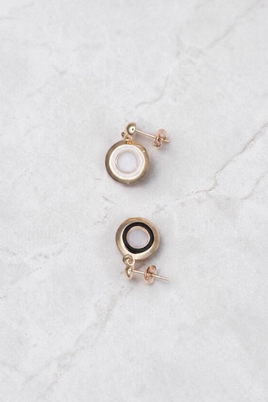 Black and White Circle Earrings
