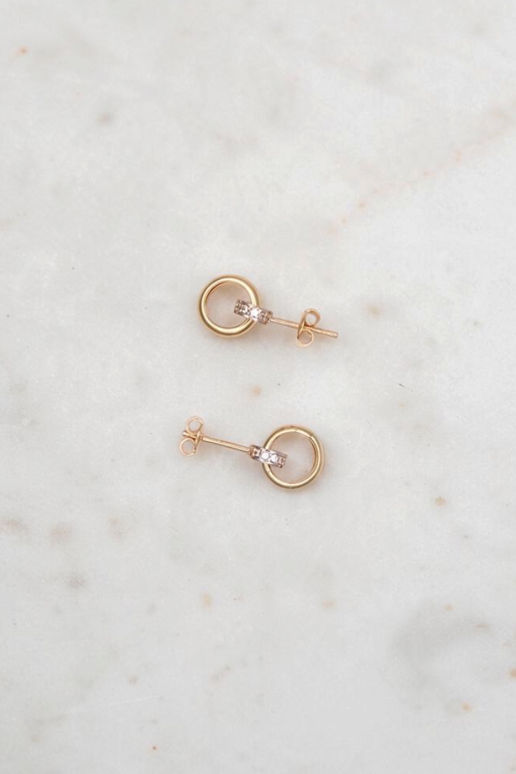 Gold Double Hoop Stud Earrings