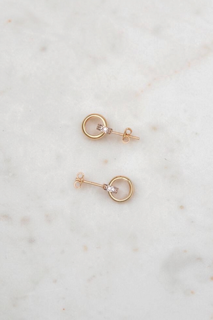 Gold Double Hoop Stud Earrings