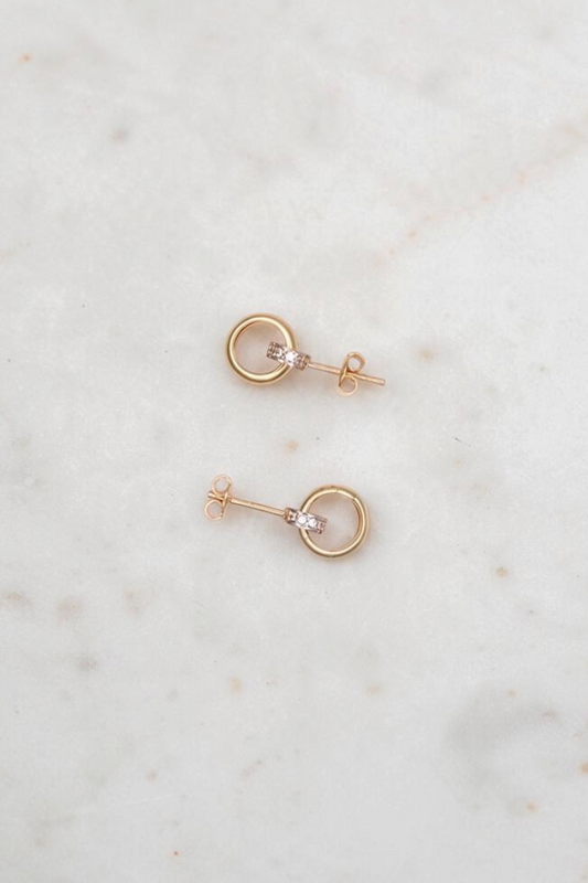 Gold Double Hoop Stud Earrings