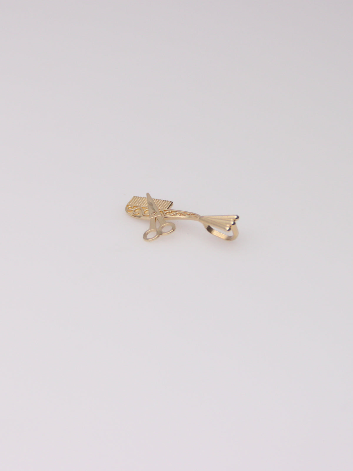 14K Yellow Gold Comb and Scissors Pendant