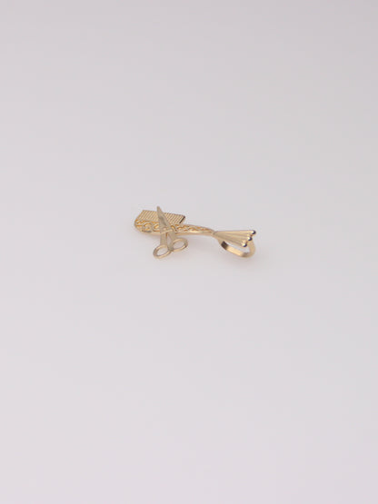 14K Yellow Gold Comb and Scissors Pendant