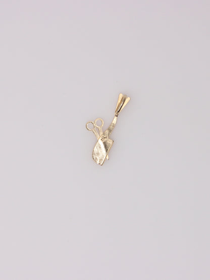 14K Yellow Gold Comb and Scissors Pendant