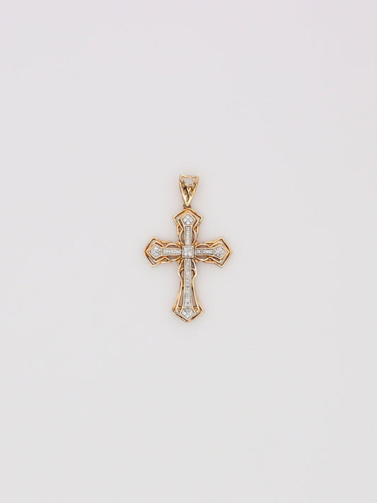 10K Yellow Gold Diamond Cross Pendant