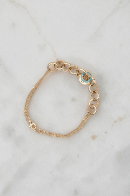 Double Curb Bracelet with Round Links