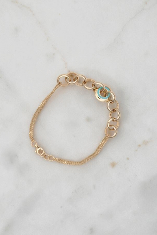 Double Curb Bracelet with Round Links
