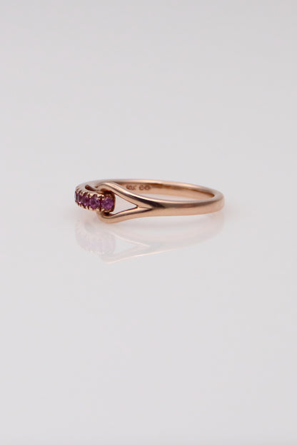 10K Rose Gold Band with Pink Stones