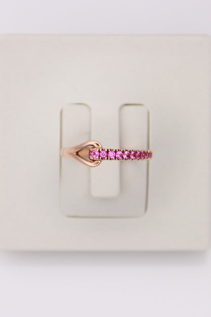 10K Rose Gold Band with Pink Stones