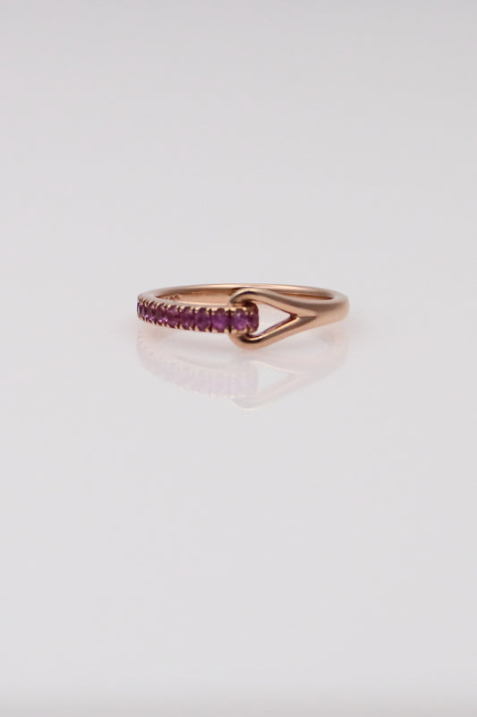 10K Rose Gold Band with Pink Stones